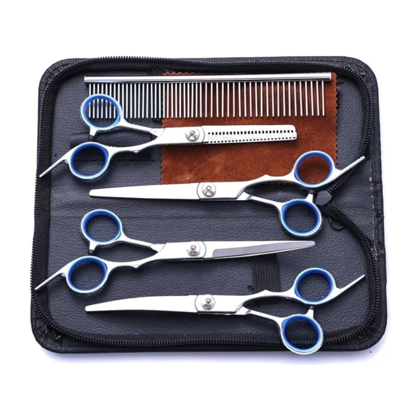 Pet Grooming Scissors Set with Comb & Case